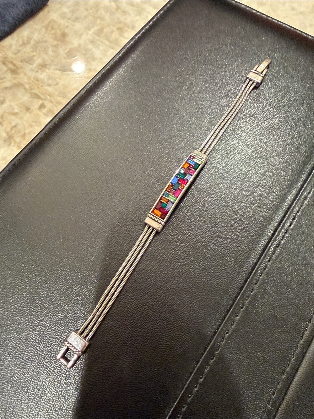 Brighton Multicolor Tile Inlay Silver Bracelet - Women Jewelry